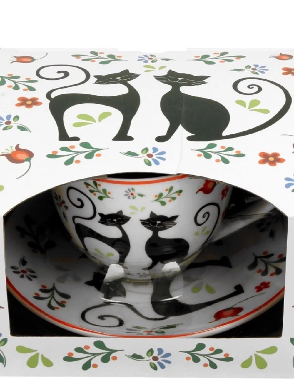 Ethno Cats Coffee Tea Ceramic Cups & Saucer Sets Gift for a Cats Lovers - Poland
